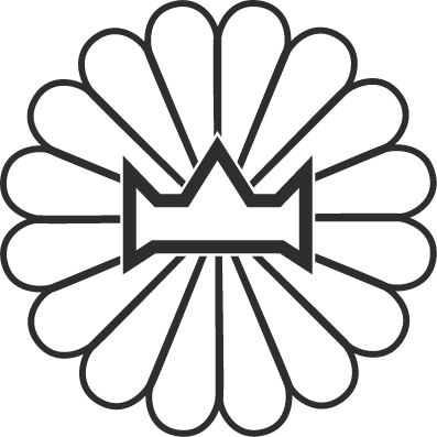 十六花弁菊に山の字を置く紋章